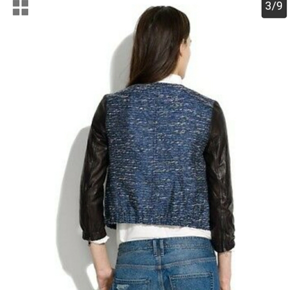 Madewell Leather Shimmerweave Bomber Jacket XS Moto Biker New Years Metallic - Picture 11 of 16